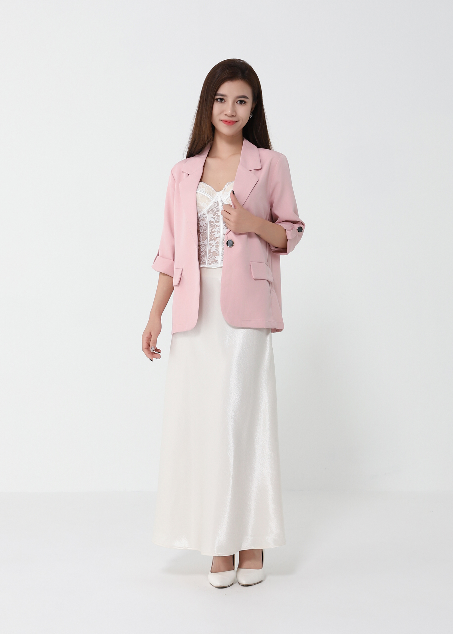 Elegant Draped Slimming Midi Skirt 48357