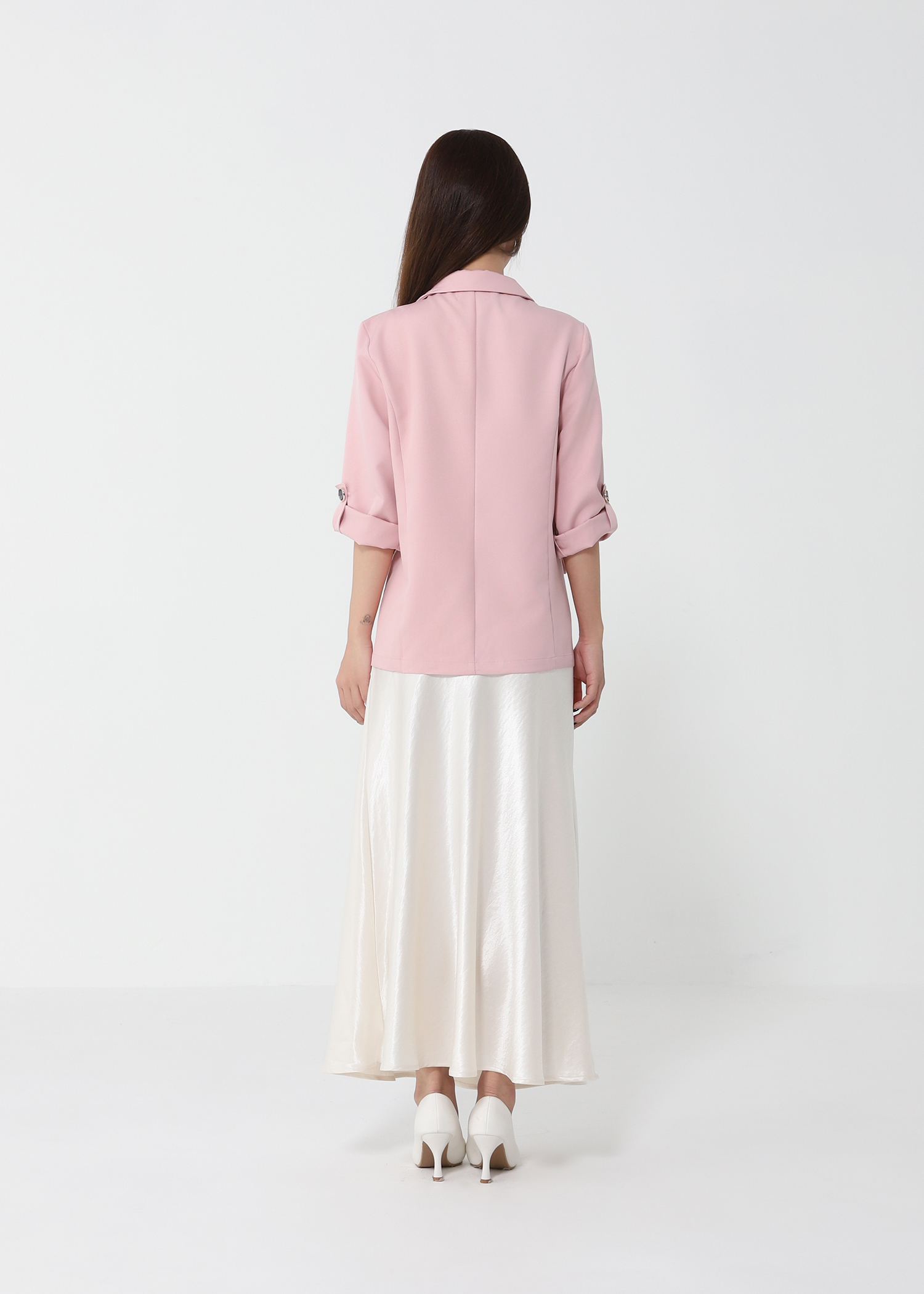 Elegant Draped Slimming Midi Skirt 48357