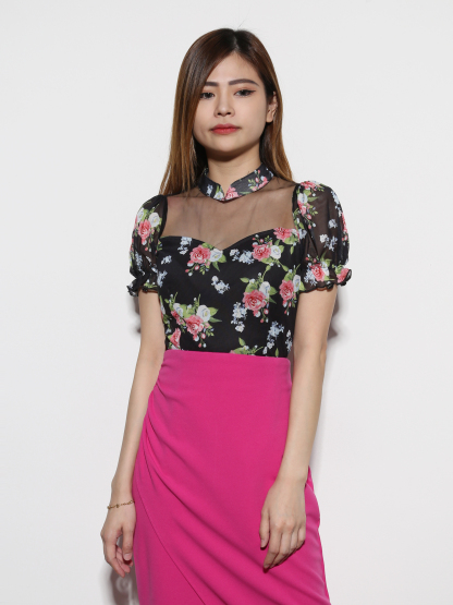 High Waist Side Pleated With Spilt Skirt 27996