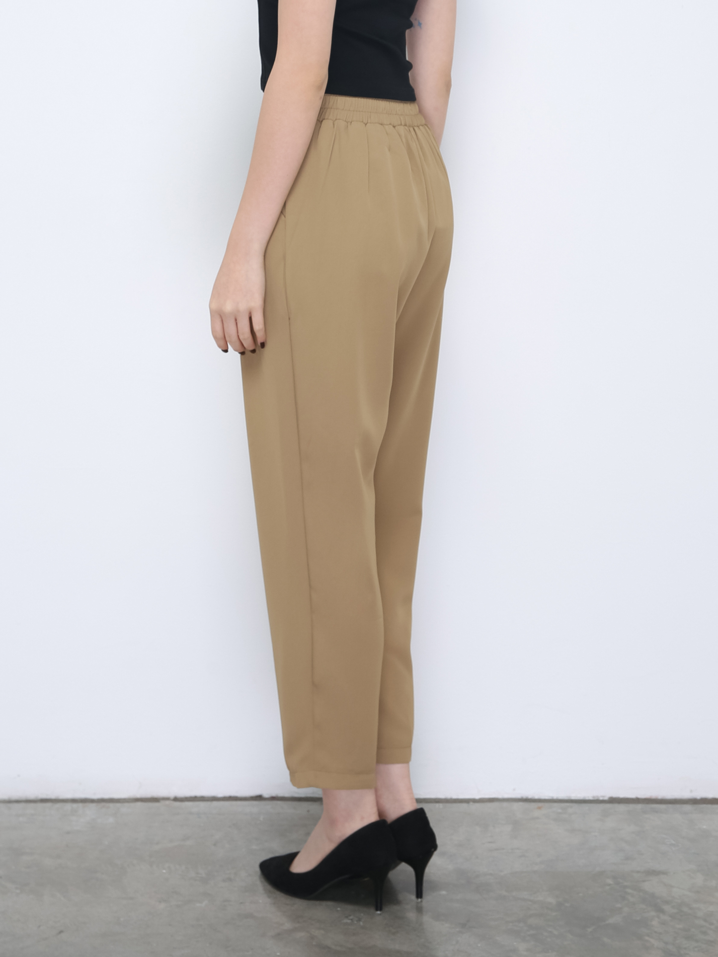 Waist Stretchable With Side Button Long Pants 21614