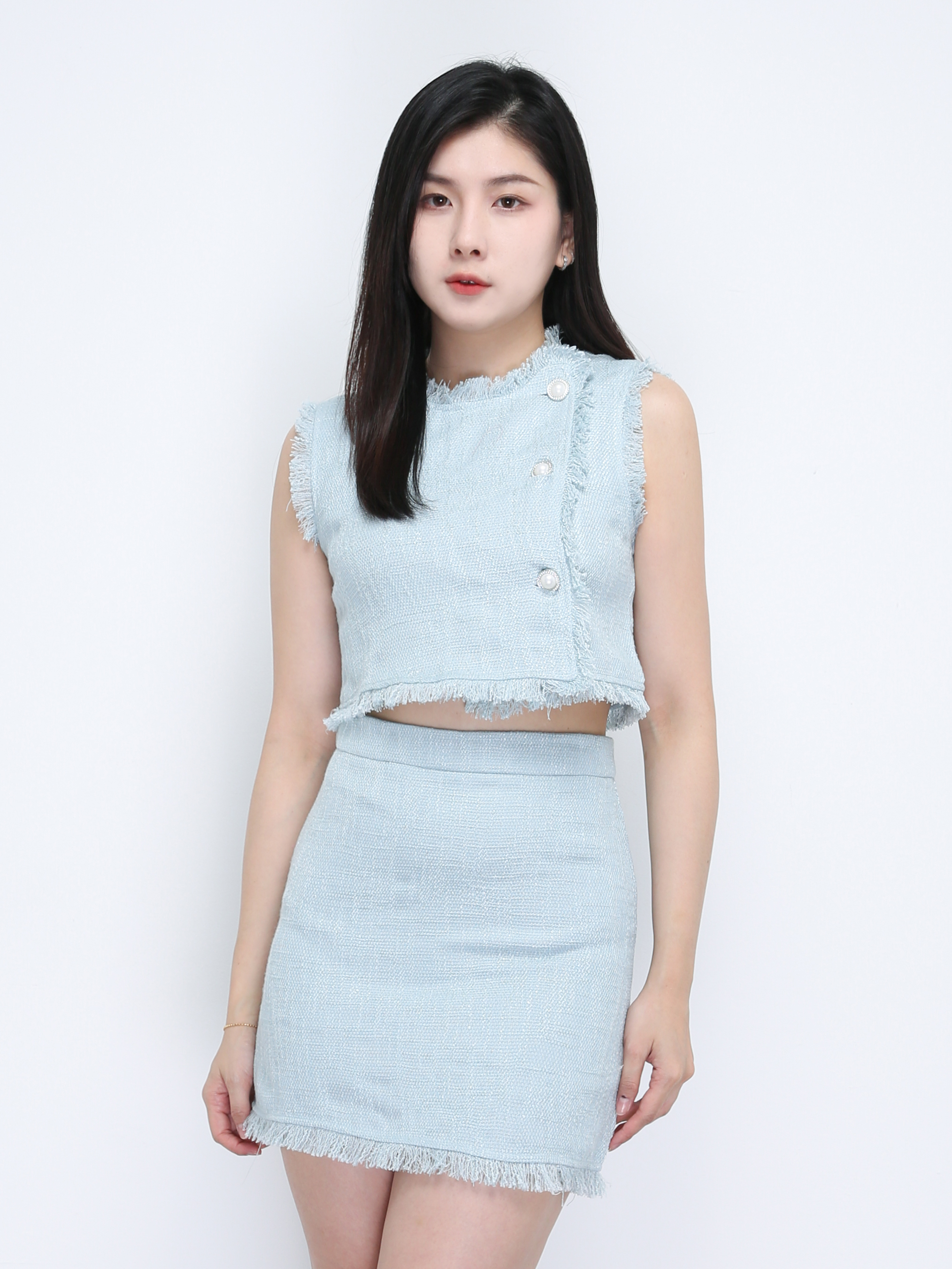 Sleeveless Top With Skirt Pant Set 35824