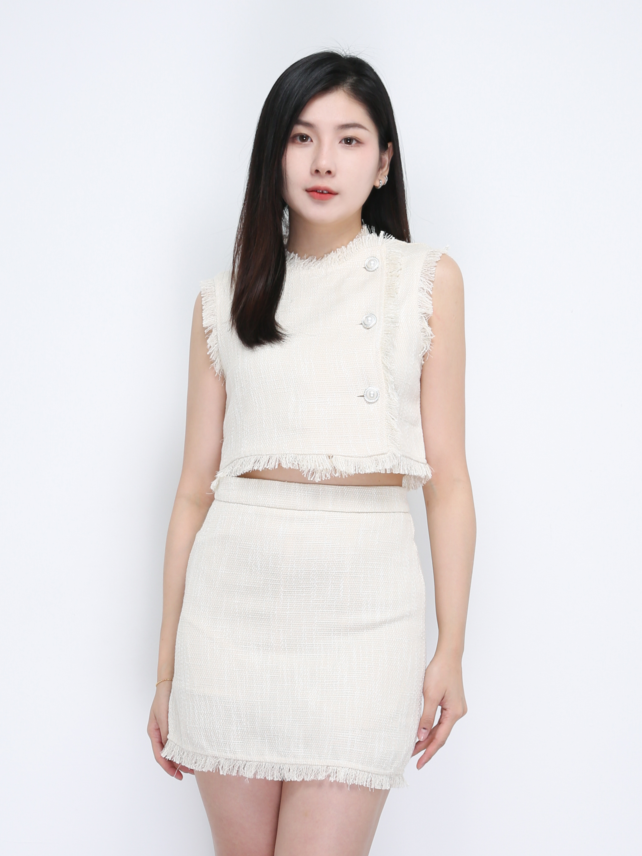 Sleeveless Top With Skirt Pant Set 35824