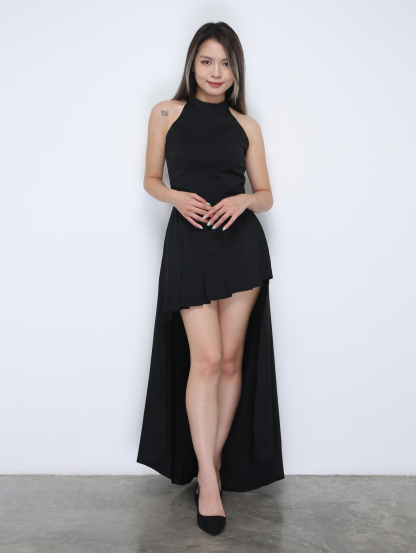 Sleeveless Back Zip Top With Long Skirt Set 36321