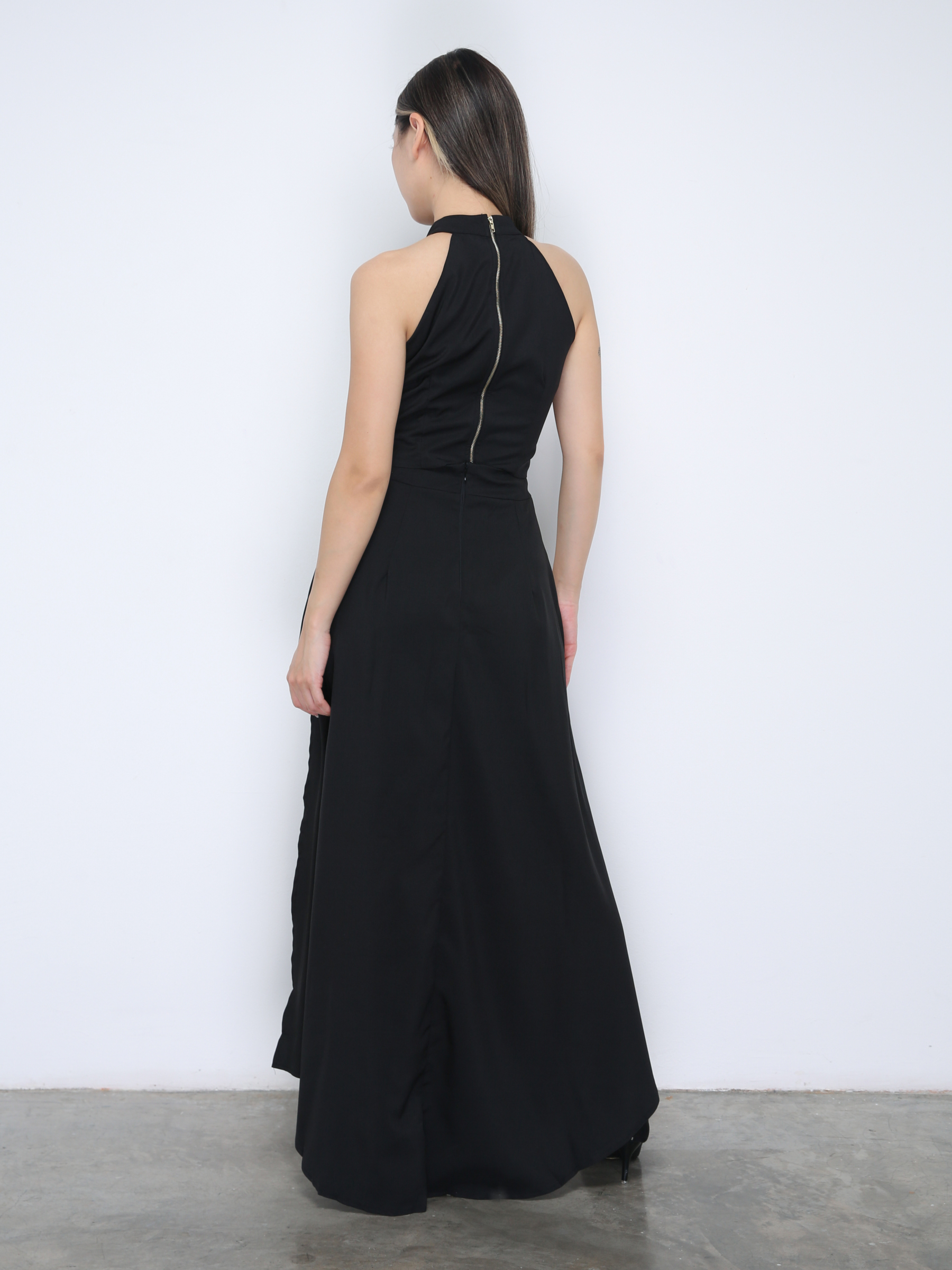 Sleeveless Back Zip Top With Long Skirt Set 36321