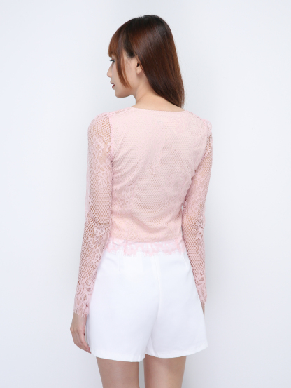 Lace Net With Long Sleeve Top 21390