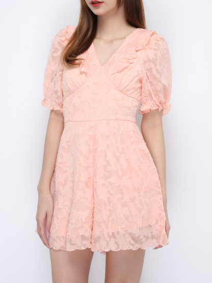 V Neck Ruffles Lace Jumpsuit 21350