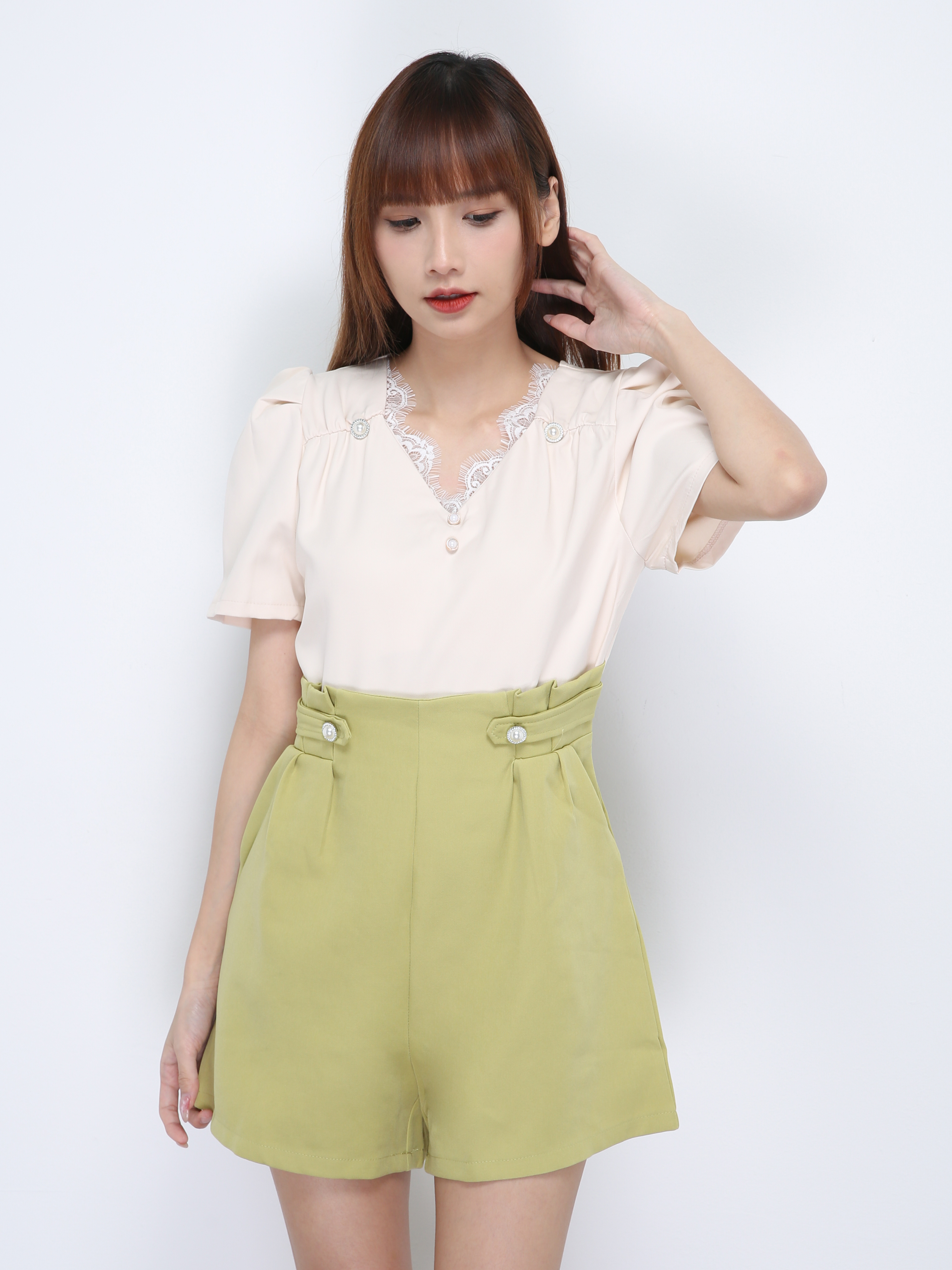 Two Tone Lace V Neck Jumpsuit 21553