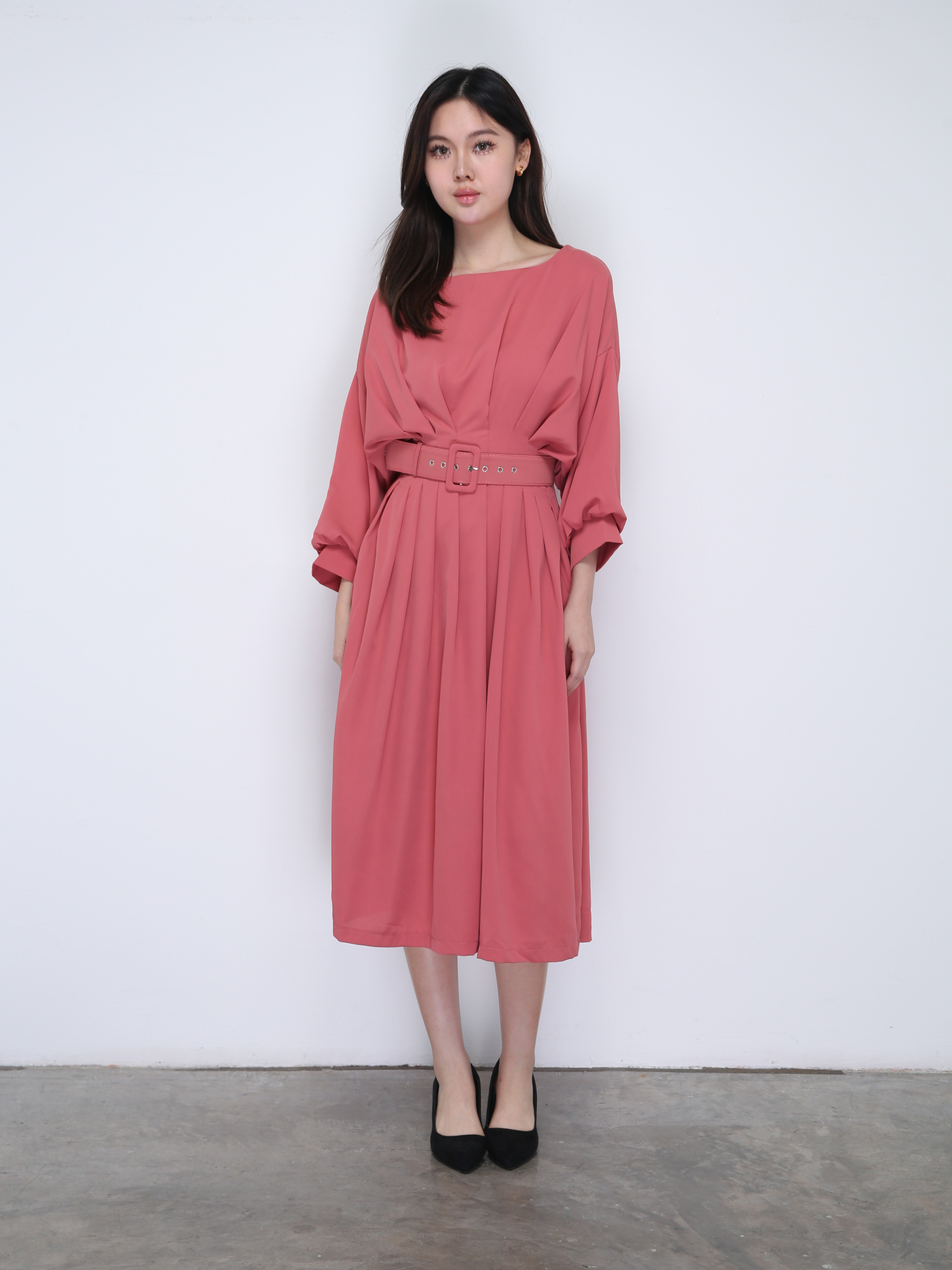 Chiffon Waist Pleated Dress 21639