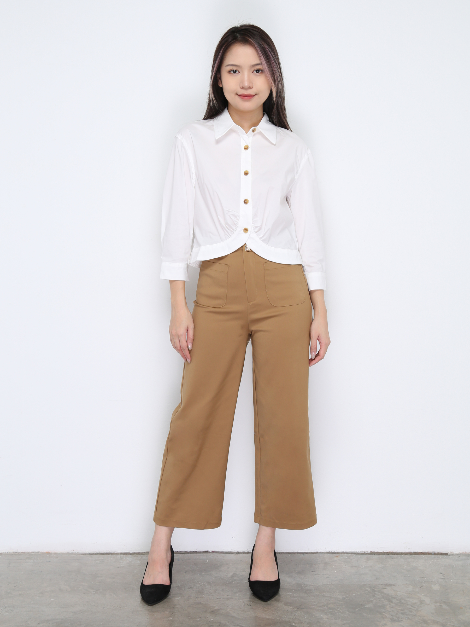 High Waist Front And Back Pocket Long Pants 35000