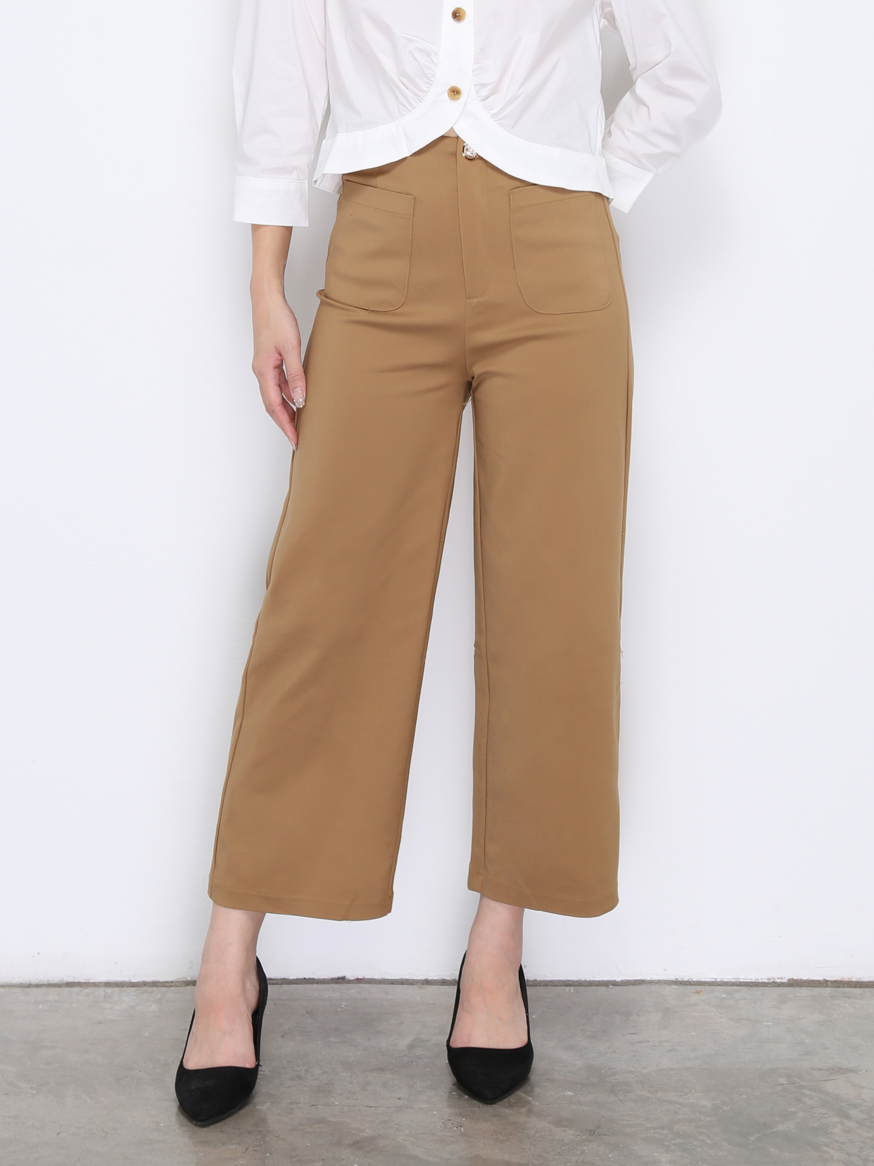 High Waist Front And Back Pocket Long Pants 35000