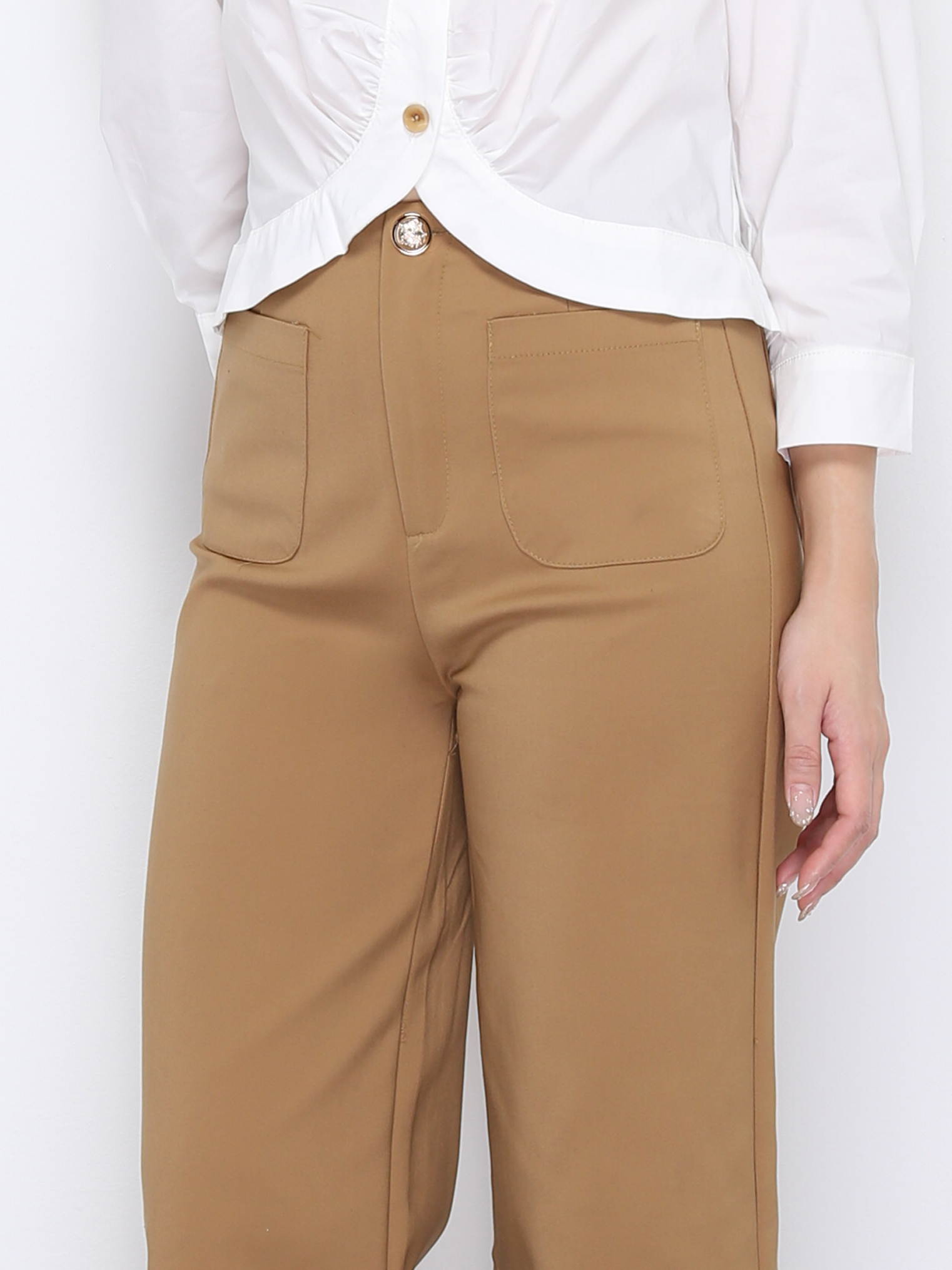 High Waist Front And Back Pocket Long Pants 35000