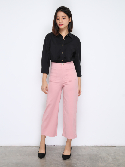 High Waist Front And Back Pocket Long Pants 35000