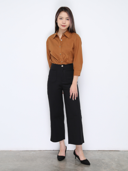 High Waist Front And Back Pocket Long Pants 35000