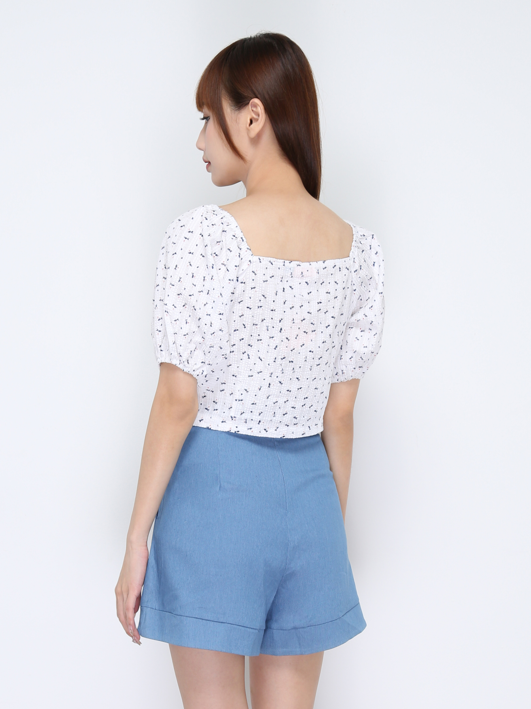 High Waist Fake Front Pocket Short Pant 20287