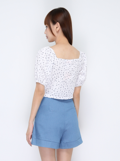 High Waist Fake Front Pocket Short Pant 20287