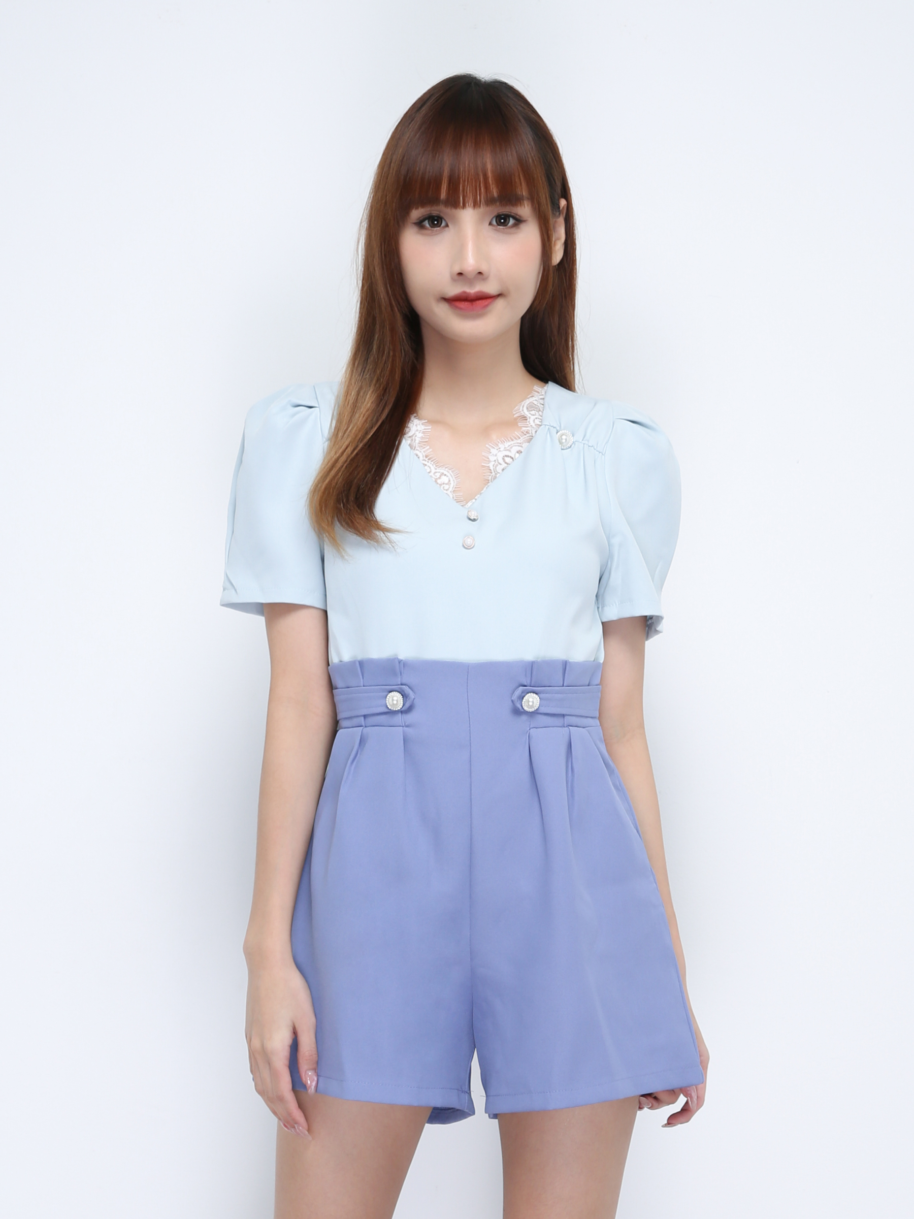 Two Tone Lace V Neck Jumpsuit 21553