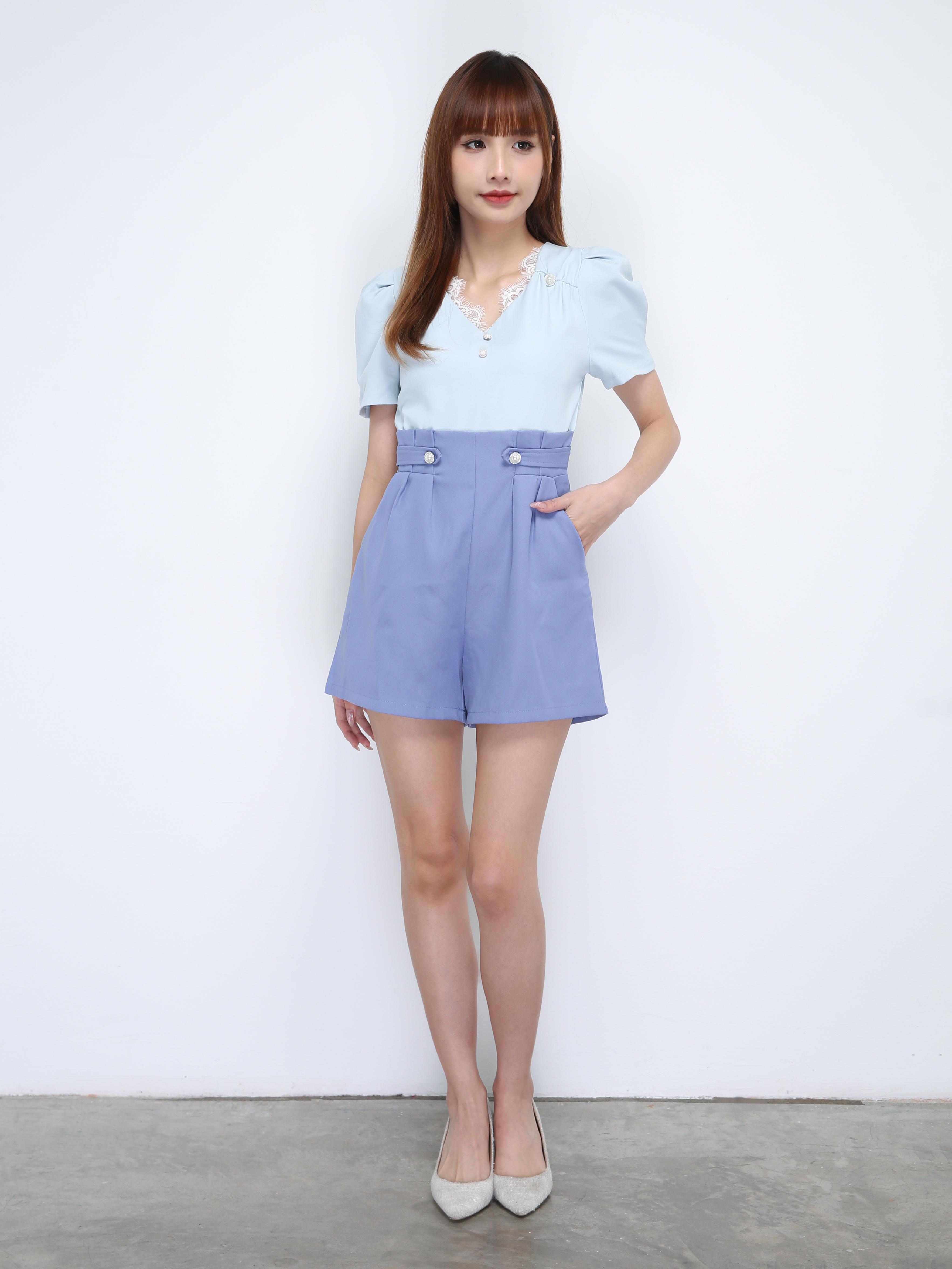Two Tone Lace V Neck Jumpsuit 21553