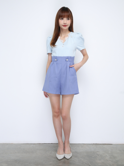 Two Tone Lace V Neck Jumpsuit 21553