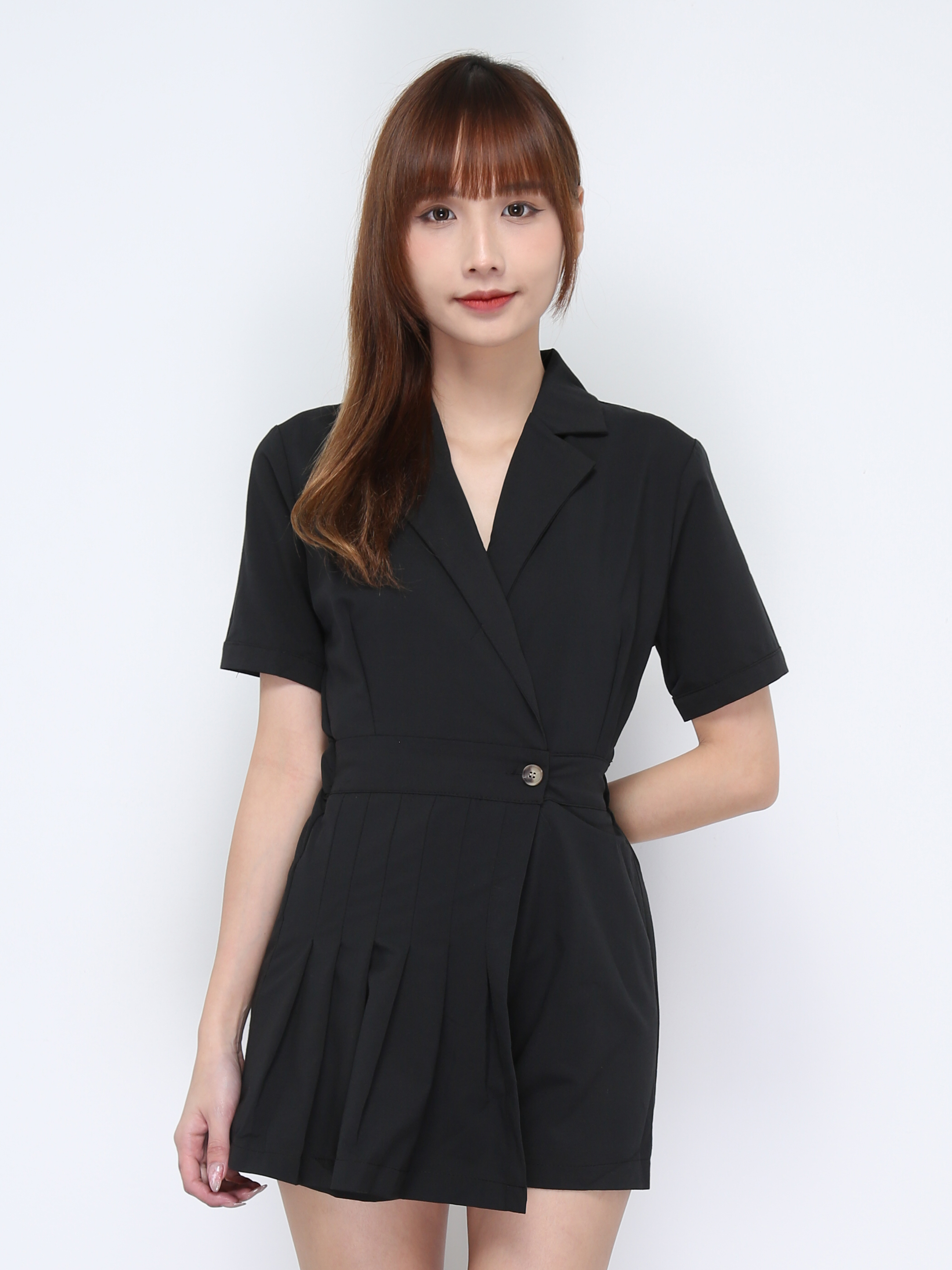 Suit Collar Short Sleeve Dress 20829