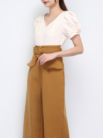 V Neck Two Tone With Belt Jumpsuit 21190