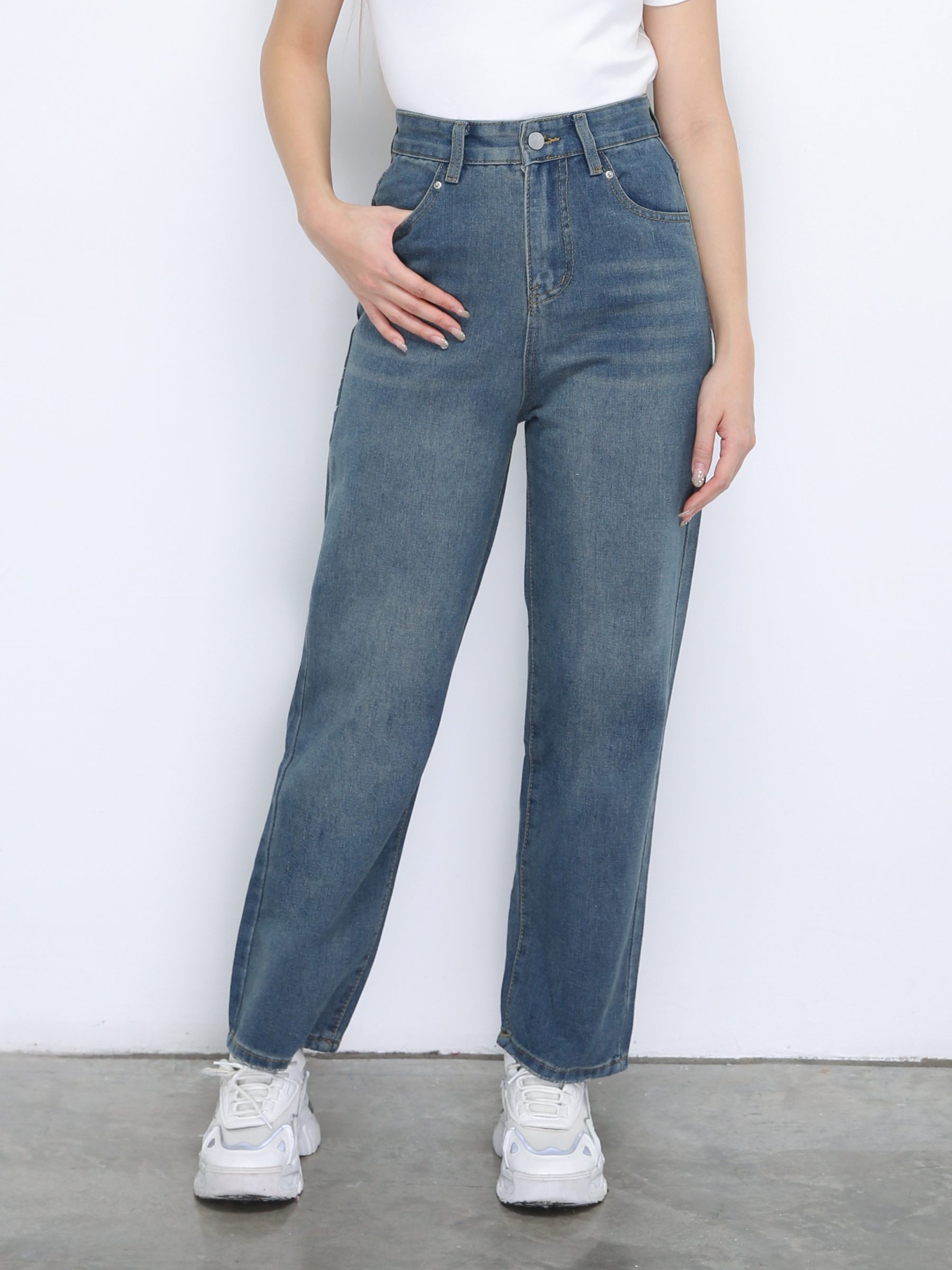 Denim High Waist Long Pants 35084