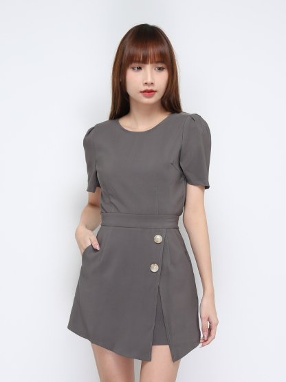 Suit Plain Crop Top With Split Skirt Pants Top Sets 21262