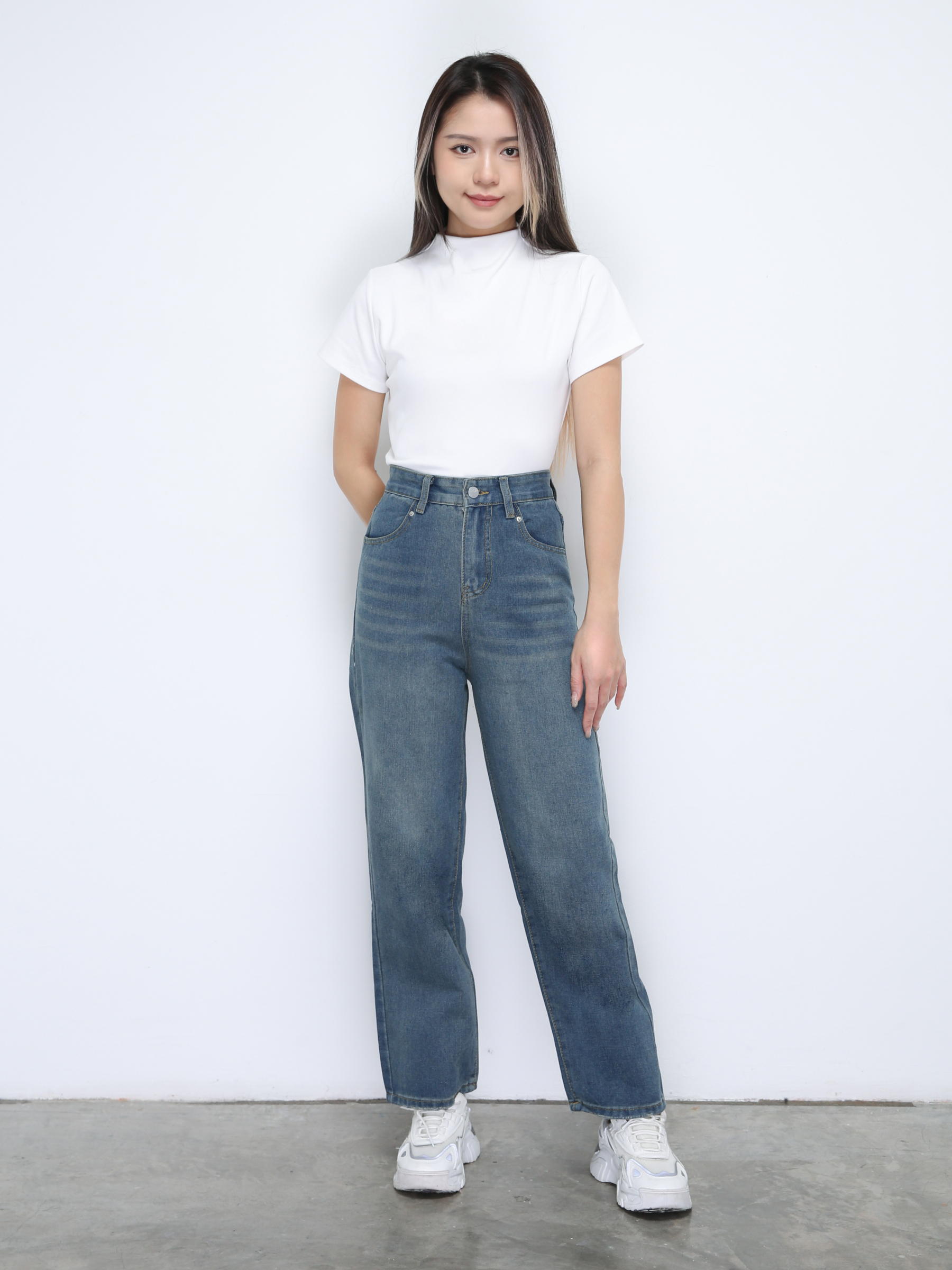 Denim High Waist Long Pants 35084