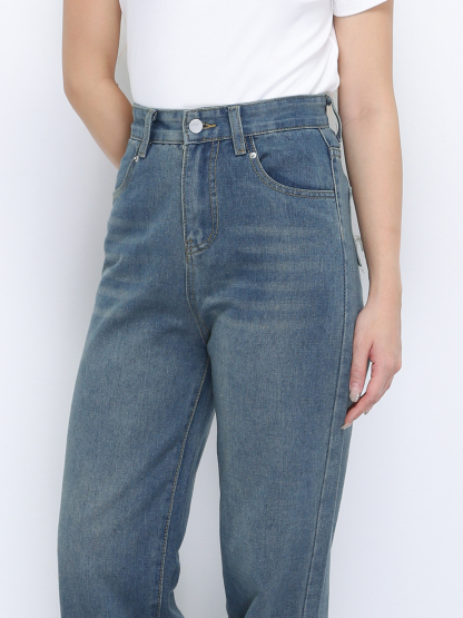 Denim High Waist Long Pants 35084