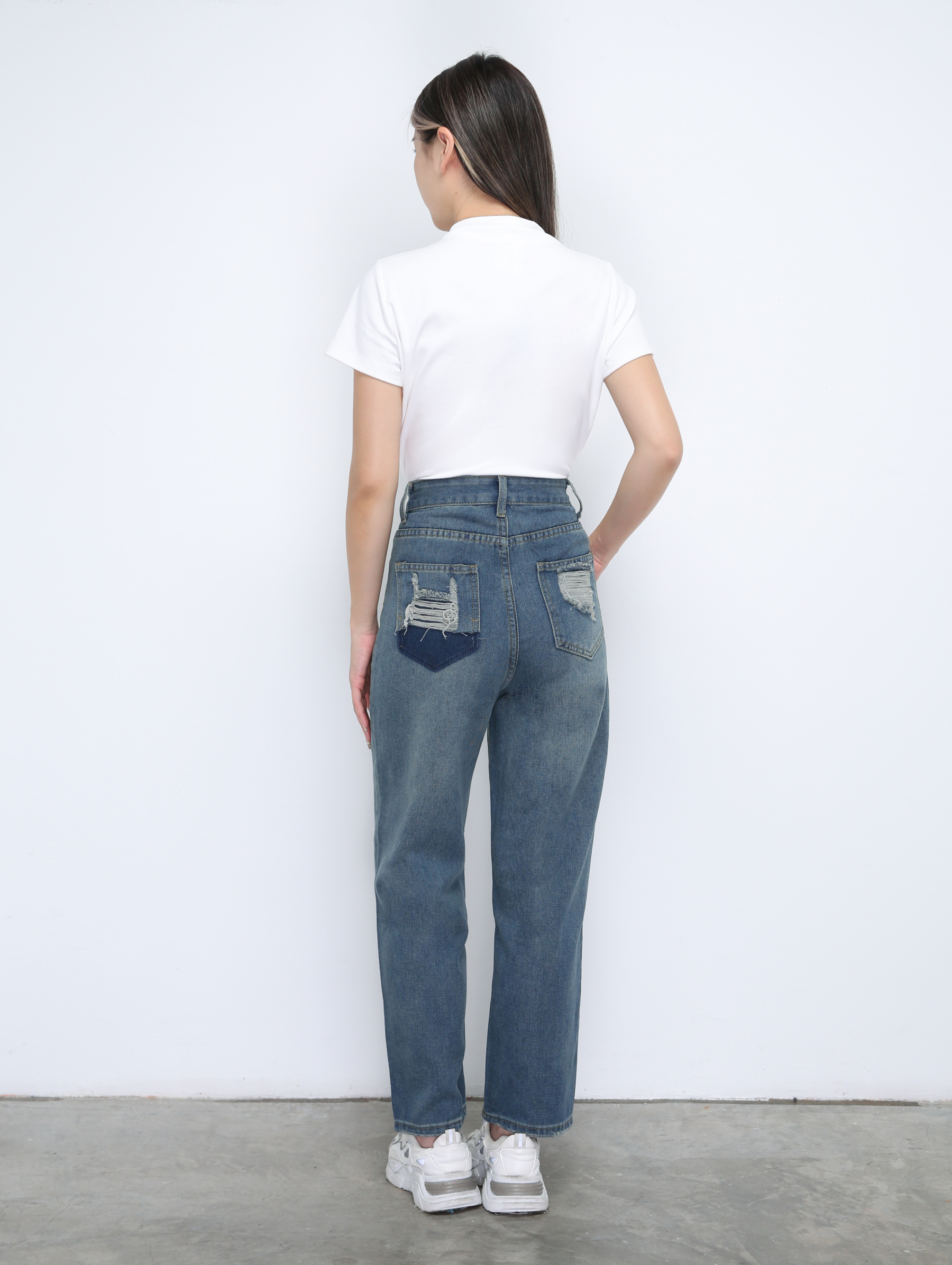 Denim High Waist Long Pants 35084