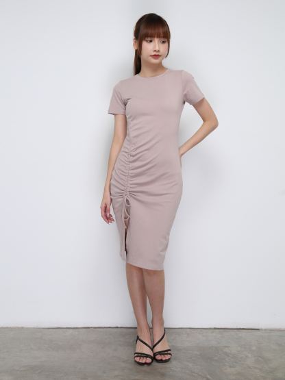 Side Drawstring With Split Dress 21316
