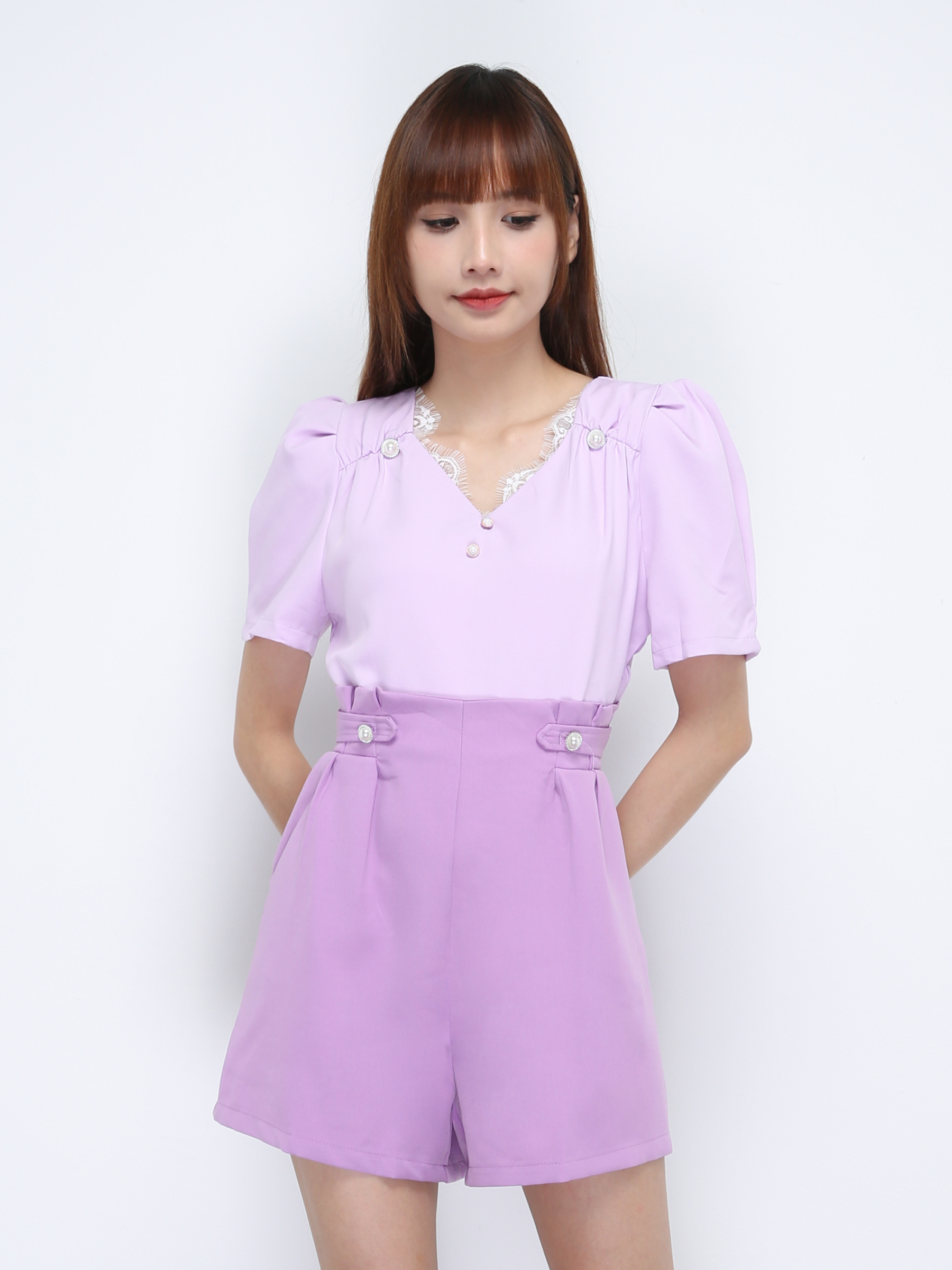 Two Tone Lace V Neck Jumpsuit 21553