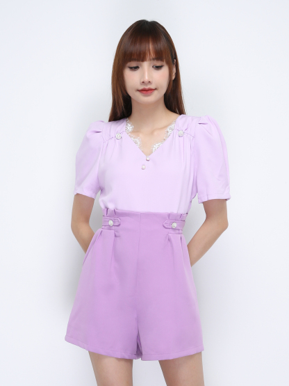 Two Tone Lace V Neck Jumpsuit 21553