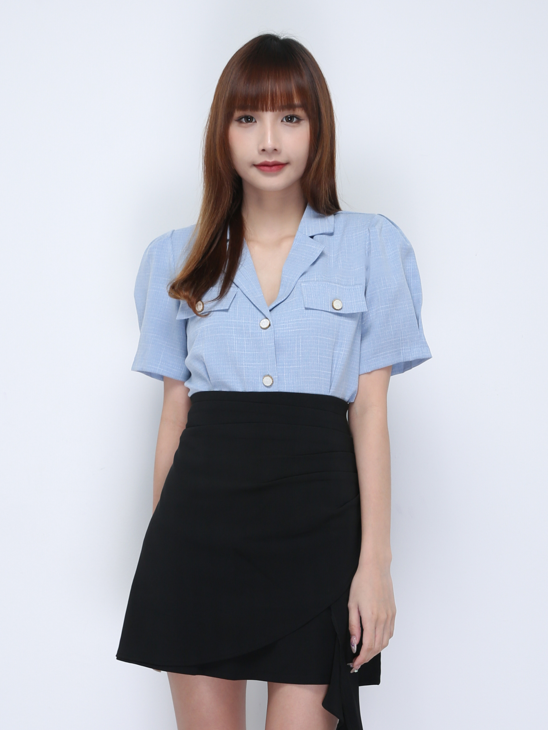 Collar Front Button Blouse 21899