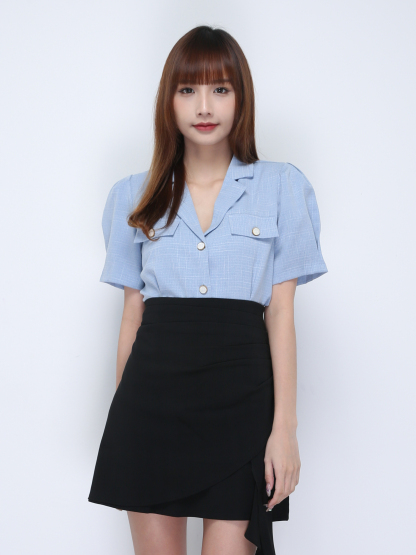 Collar Front Button Blouse 21899