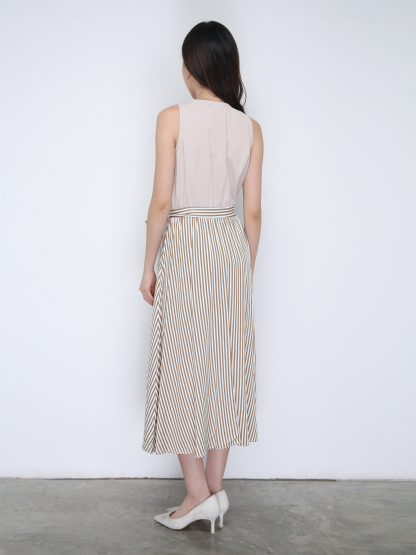 Sleeveless With Stripe Button Dress 21618