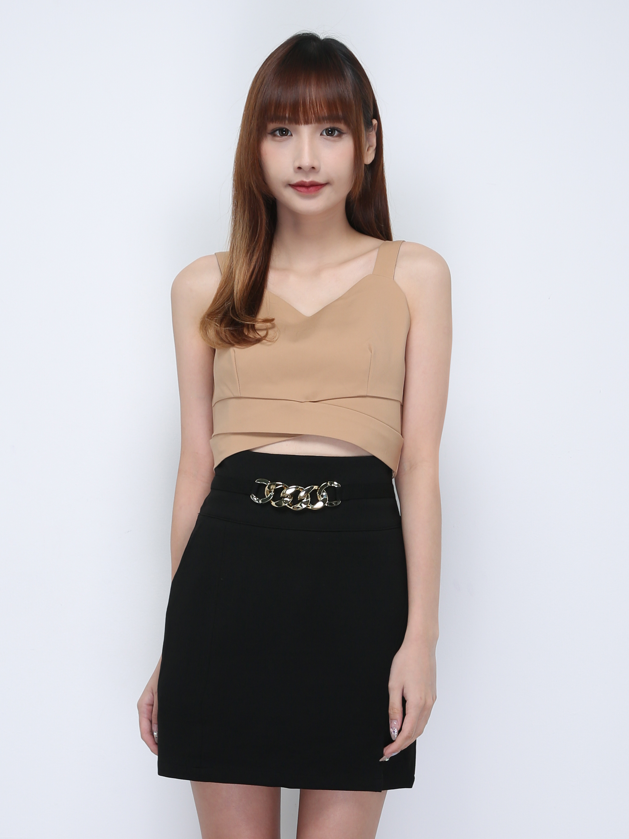 High Waist Decorative Chain With Split Skirt 21830