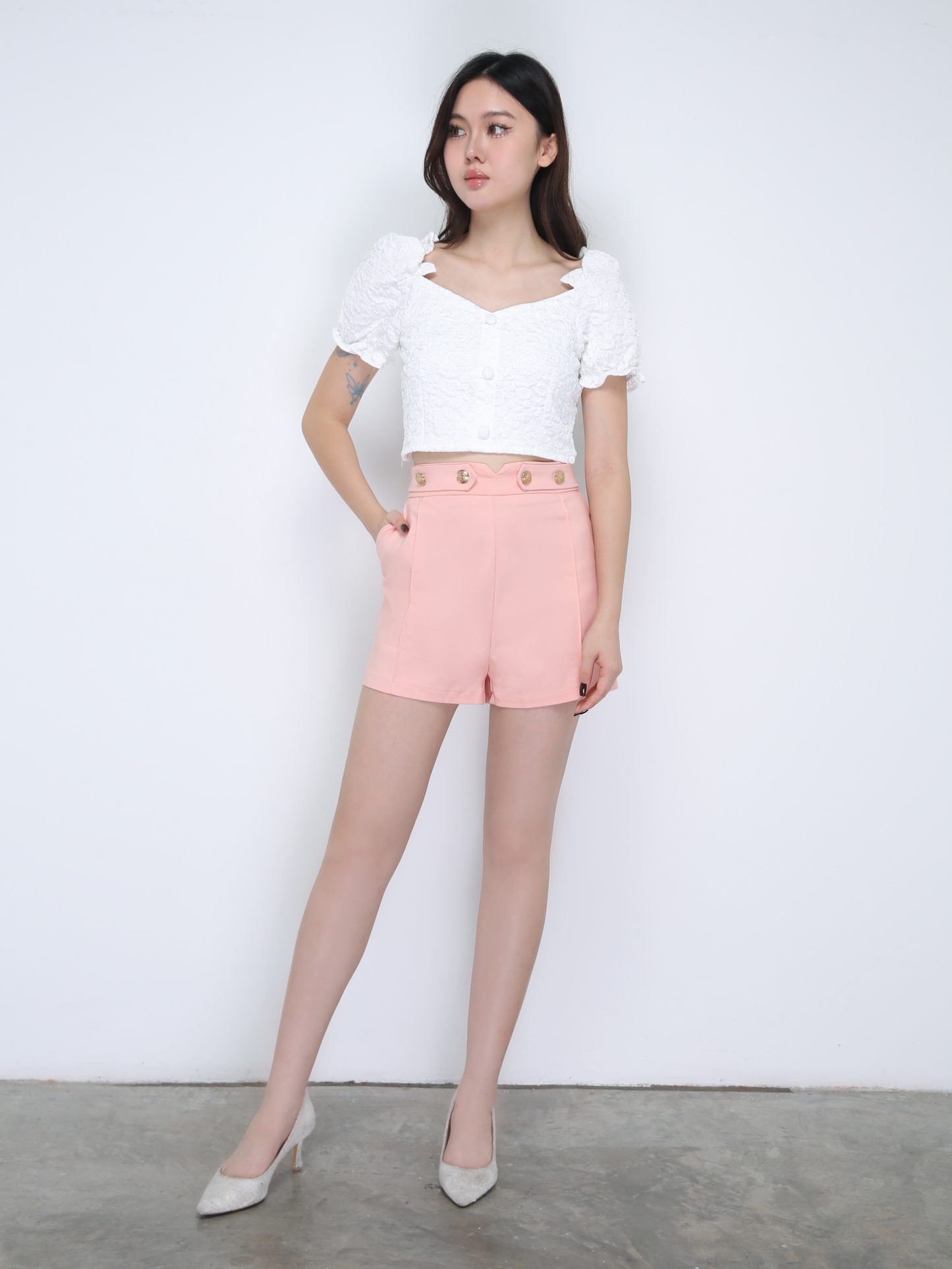 Flower Puff Sleeve Top 21655