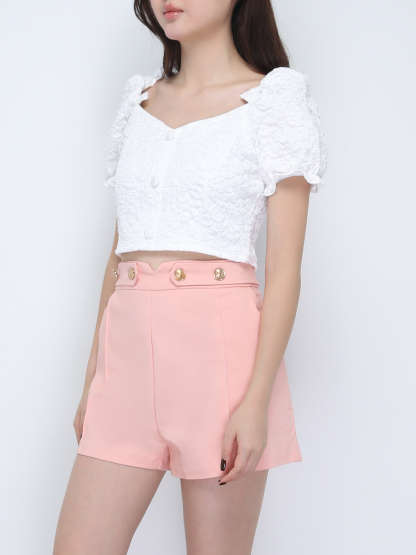 Flower Puff Sleeve Top 21655