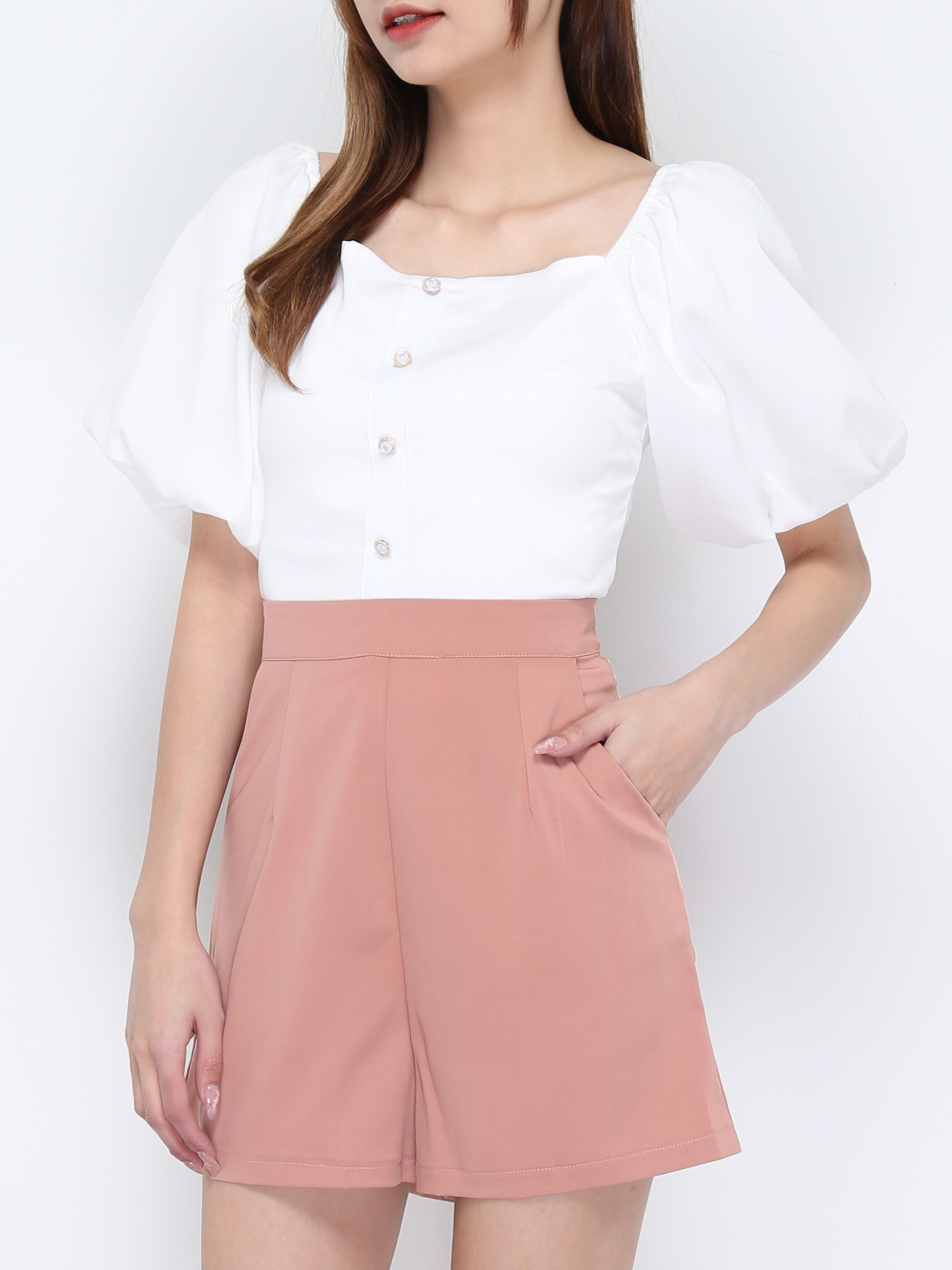 Puff Sleeve Square Neck Set 20810