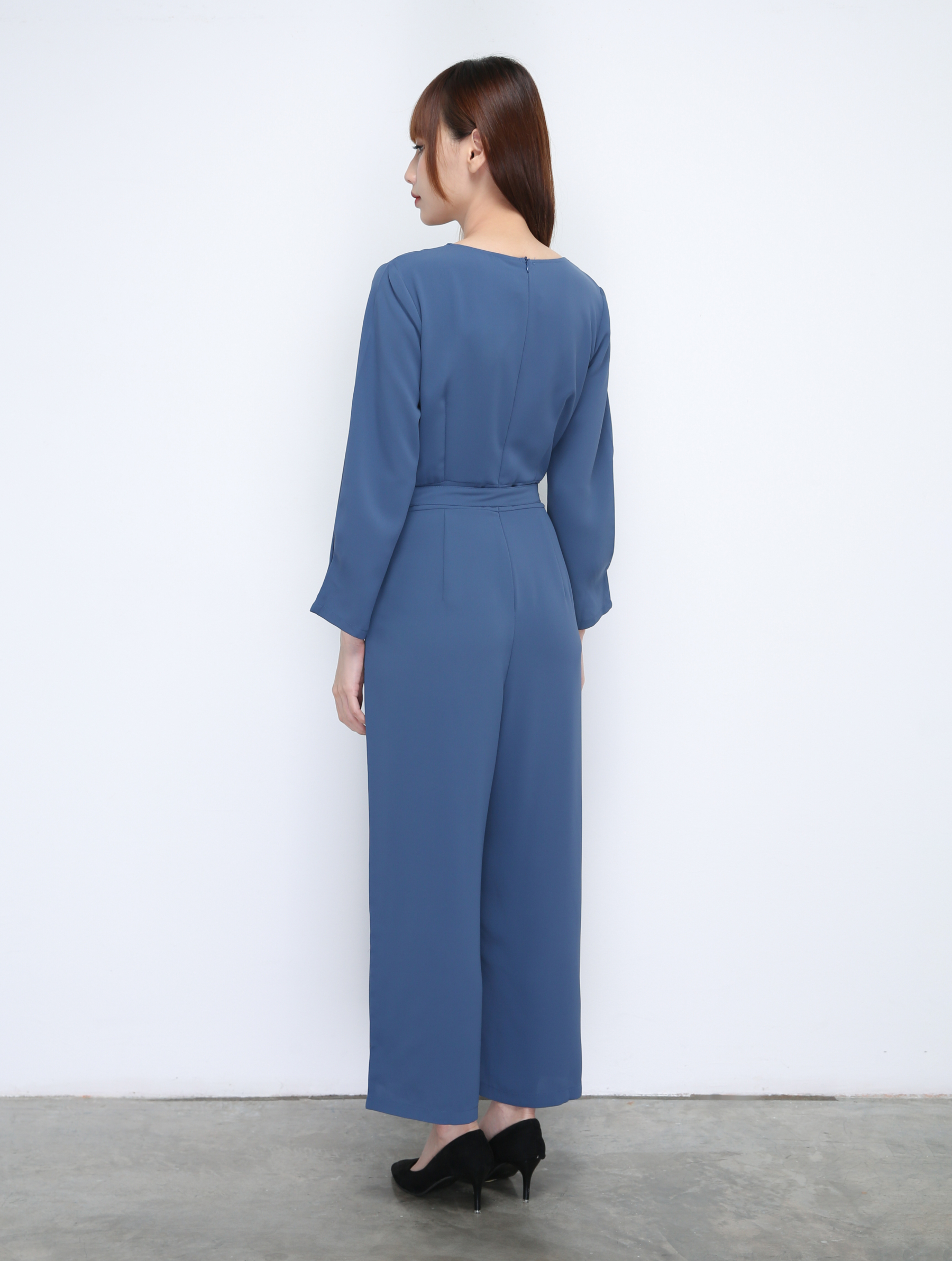V Neck Long Sleeve With Belt Jumpsuit 21424