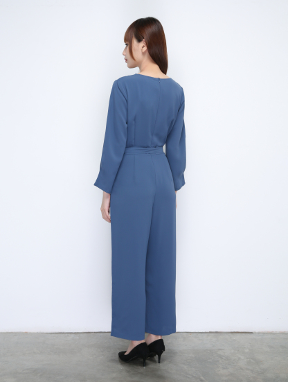 V Neck Long Sleeve With Belt Jumpsuit 21424