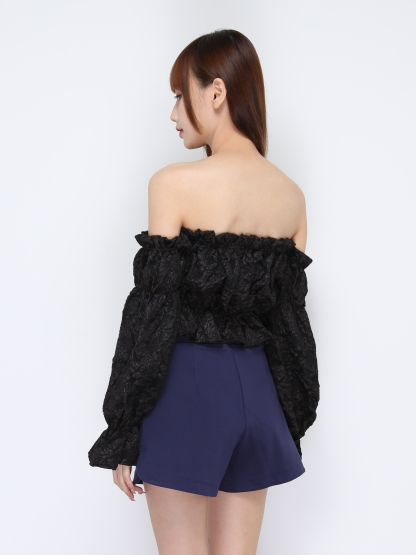 High Waist Front Zip Side Slit Short Pant 20378