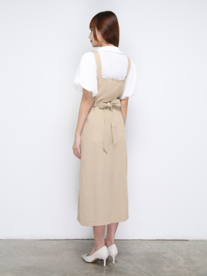 Two Side Breasted Button With Adjustable Strap Dress 21202