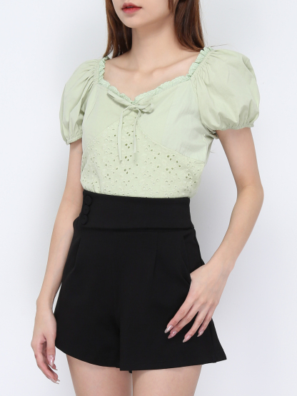 Square Neck Puff Sleeve Top 20734