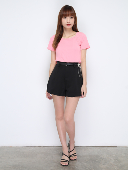 Sqaure Neck Fake Two Pieces Top 21051