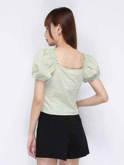 Square Neck Puff Sleeve Top 20734