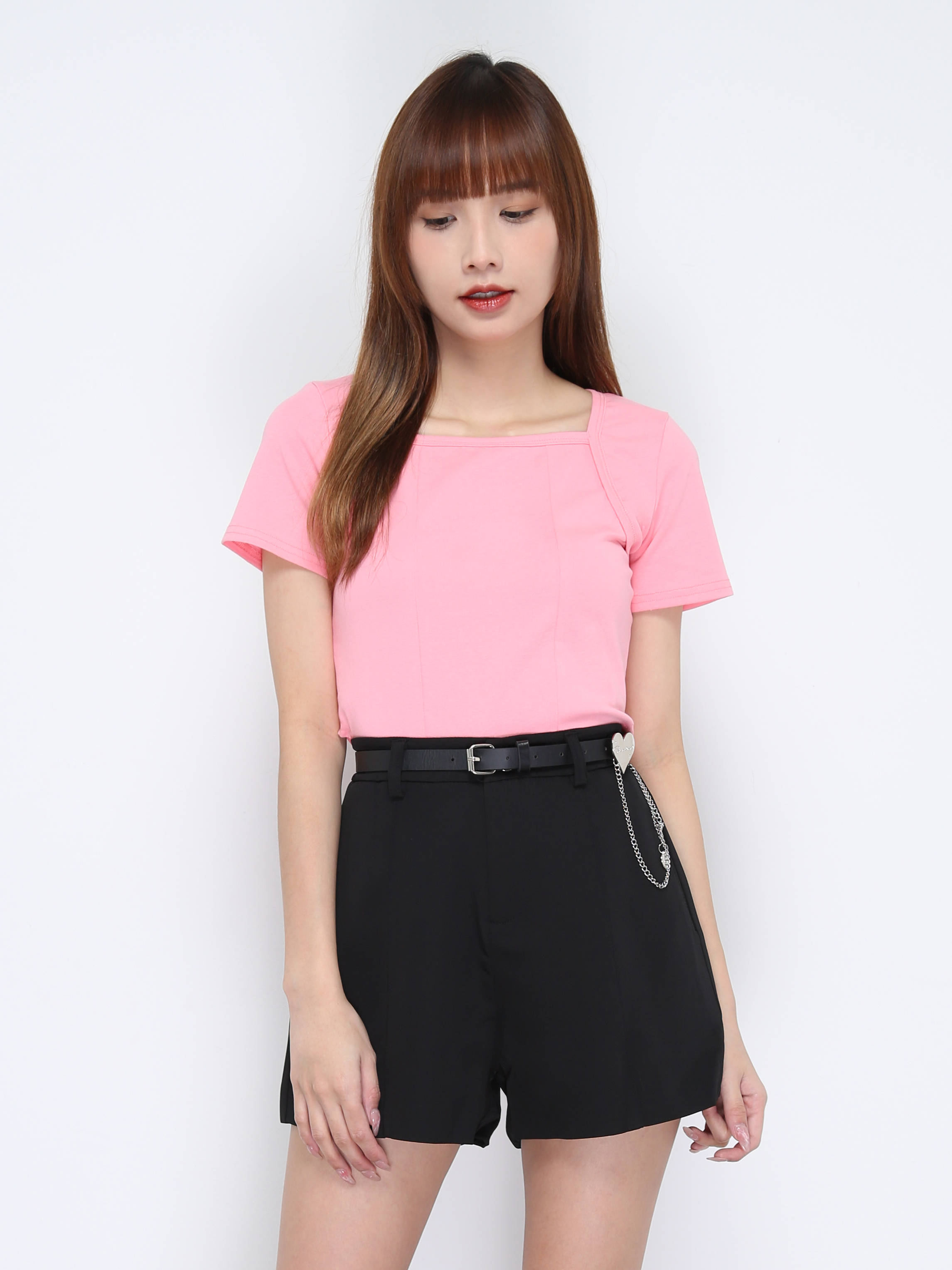 Sqaure Neck Fake Two Pieces Top 21051