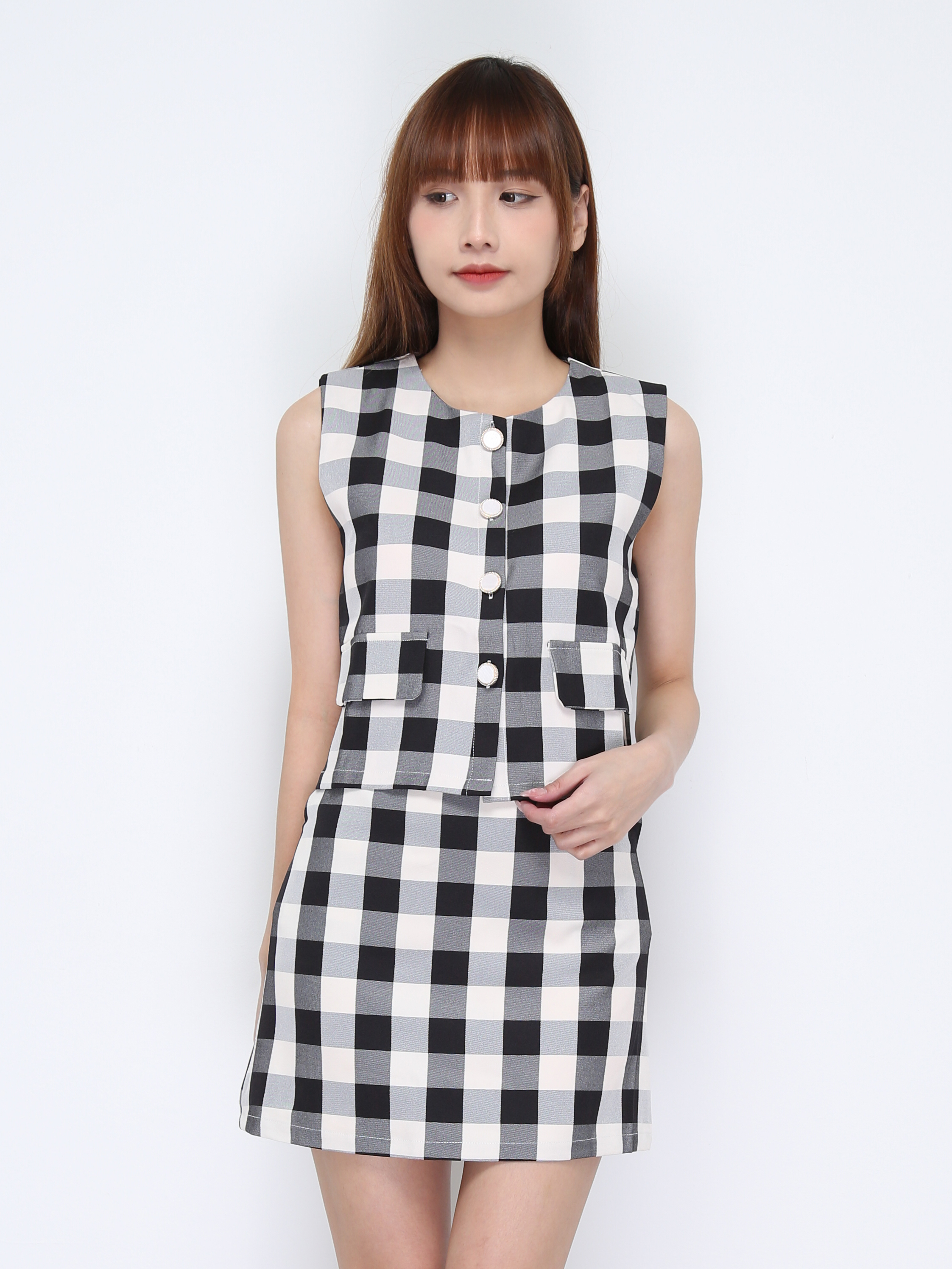 Sleeveless Checker Set 20843