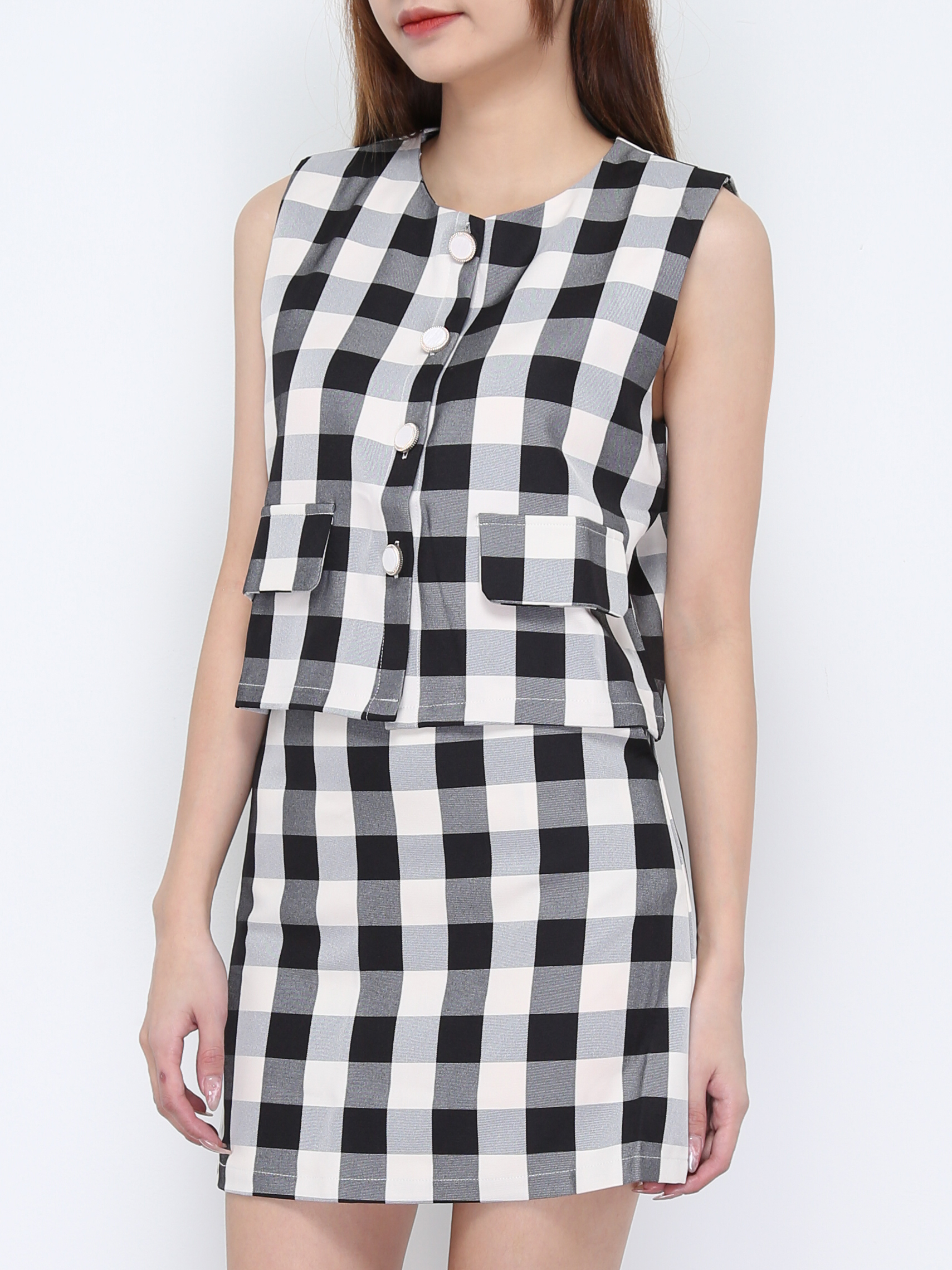Sleeveless Checker Set 20843