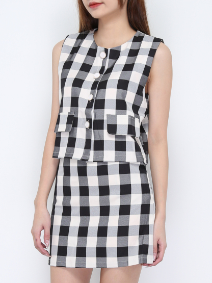 Sleeveless Checker Set 20843